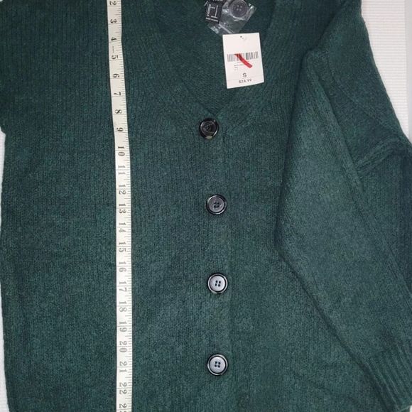 Forever 21 Cardigan Womens Small Green Grandmacore Oversize Grandpacore Antique - Picture 9 of 12